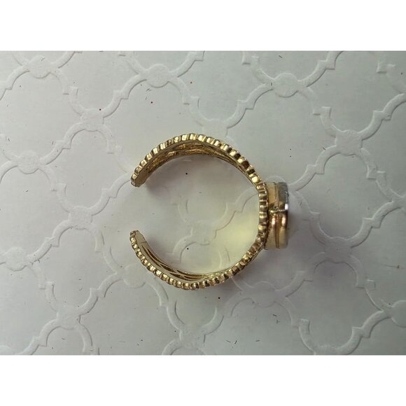 Vintage Sarah Coventry City Slicker Gold-Tone Adjustable Ring White Stone Accent - Picture 3 of 7